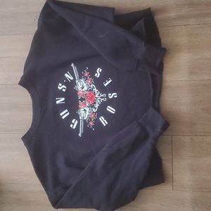 Guns N Roses Cut Off Black Crew Neck Sweatshirt.